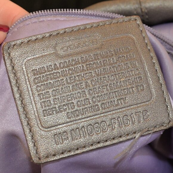 Coach F16178 Gunmetal Metallic Crossbody Leather Slouchy Purse with Studs - Picture 4 of 11